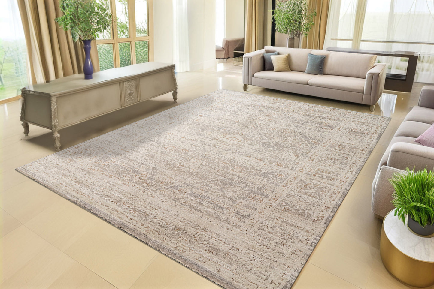 Aimon 16658-798 Rust/Grey/Beige Area Rug