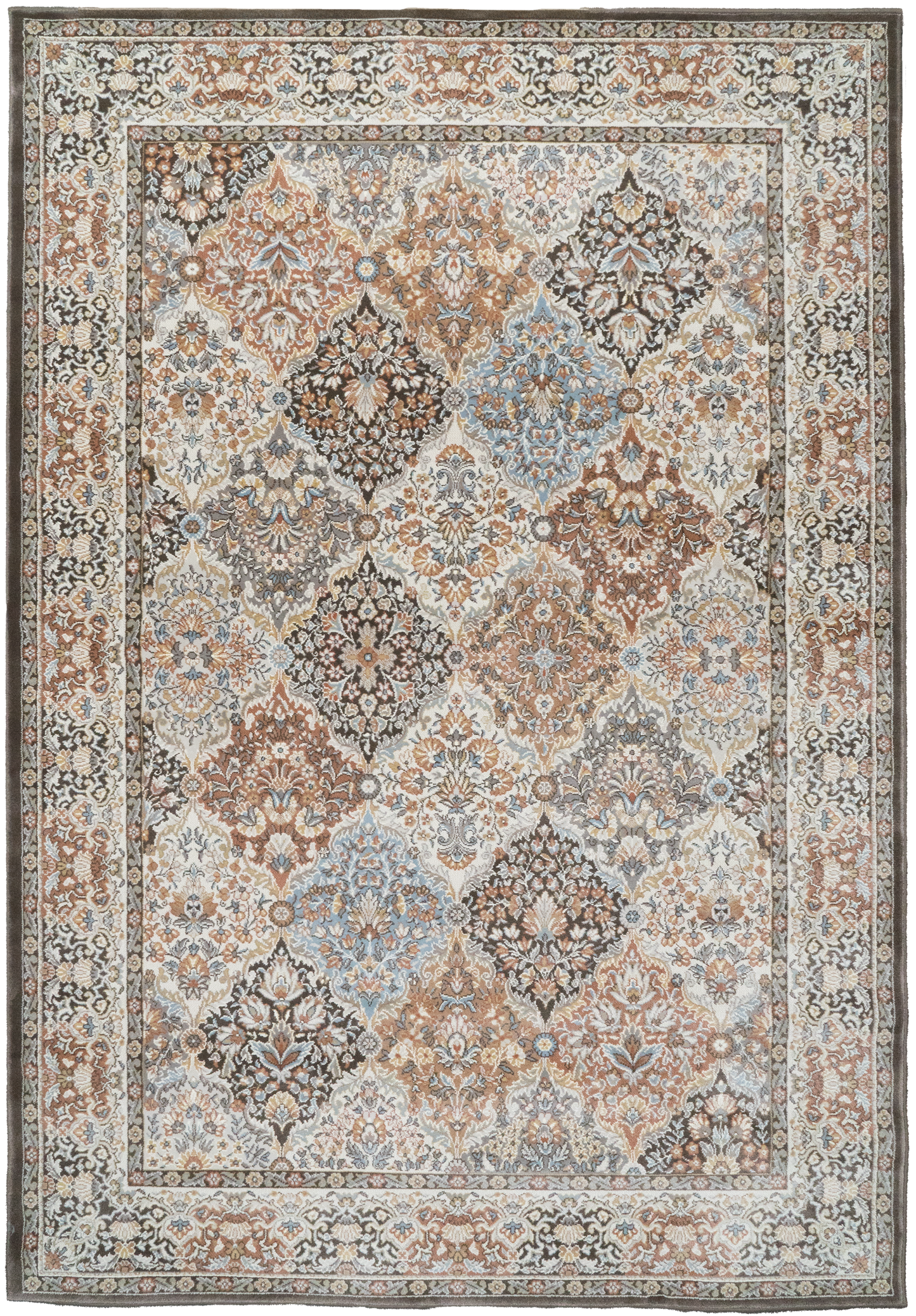 Ancient Garden 57008-3235 Brown/Blue Area Rug