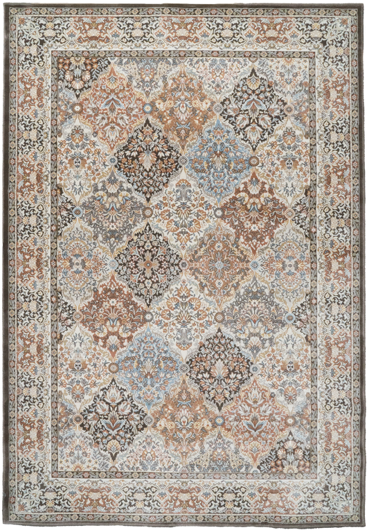 Ancient Garden 57008-3235 Brown/Blue Area Rug