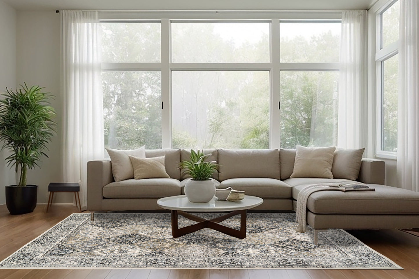 Ancient Garden 57008-9696 Cream/Grey Area Rug