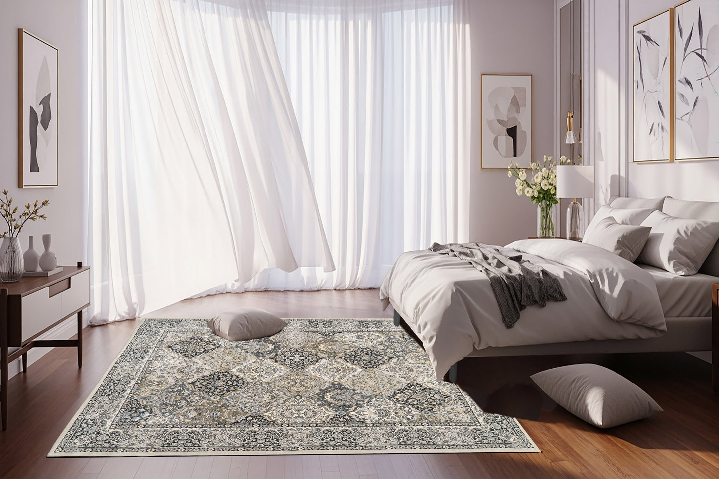 Ancient Garden 57008-9696 Cream/Grey Area Rug