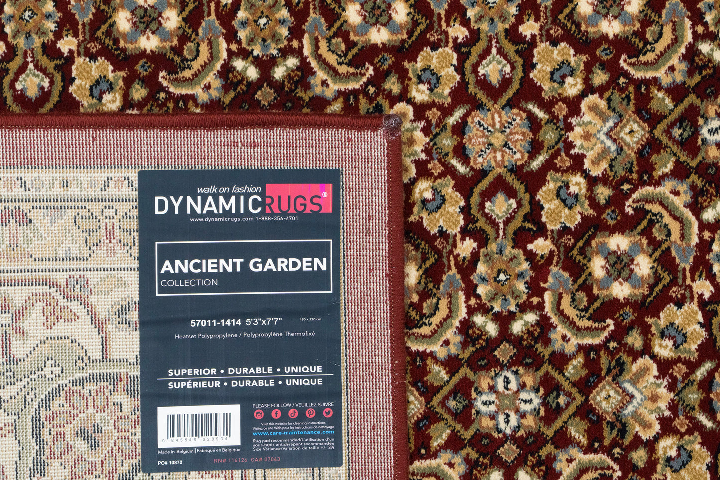 Ancient Garden 57011-1414 Red/Ivory Area Rug