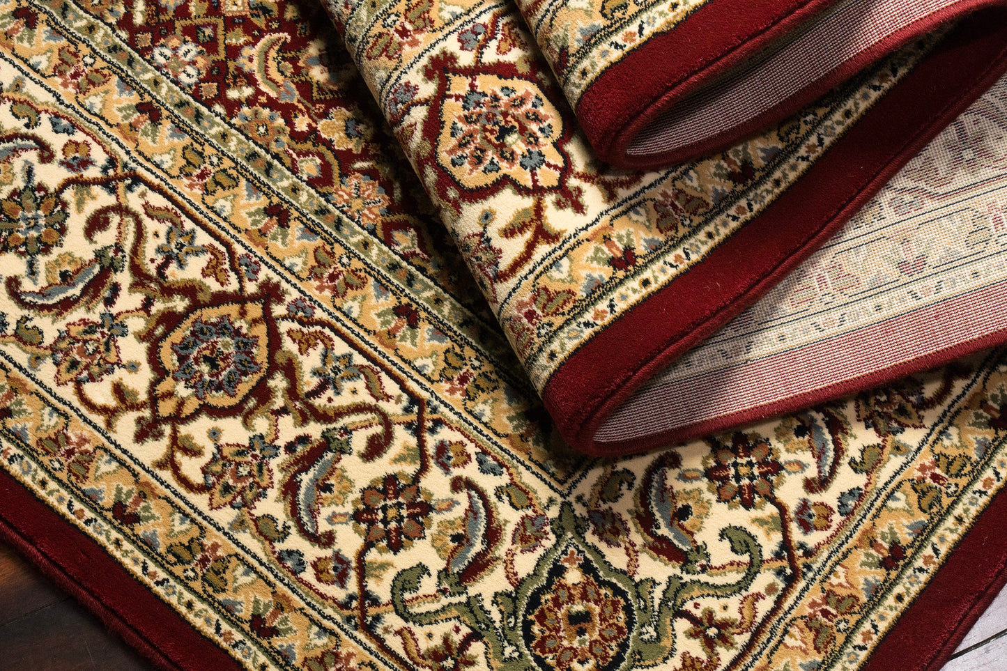 Ancient Garden 57011-1414 Red/Ivory Area Rug