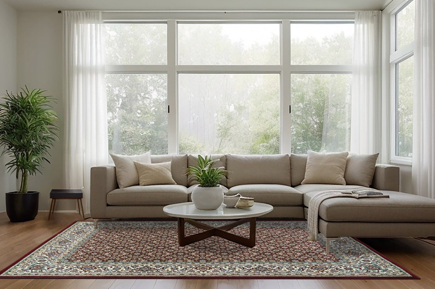 Ancient Garden 57011-1414 Red/Ivory Area Rug