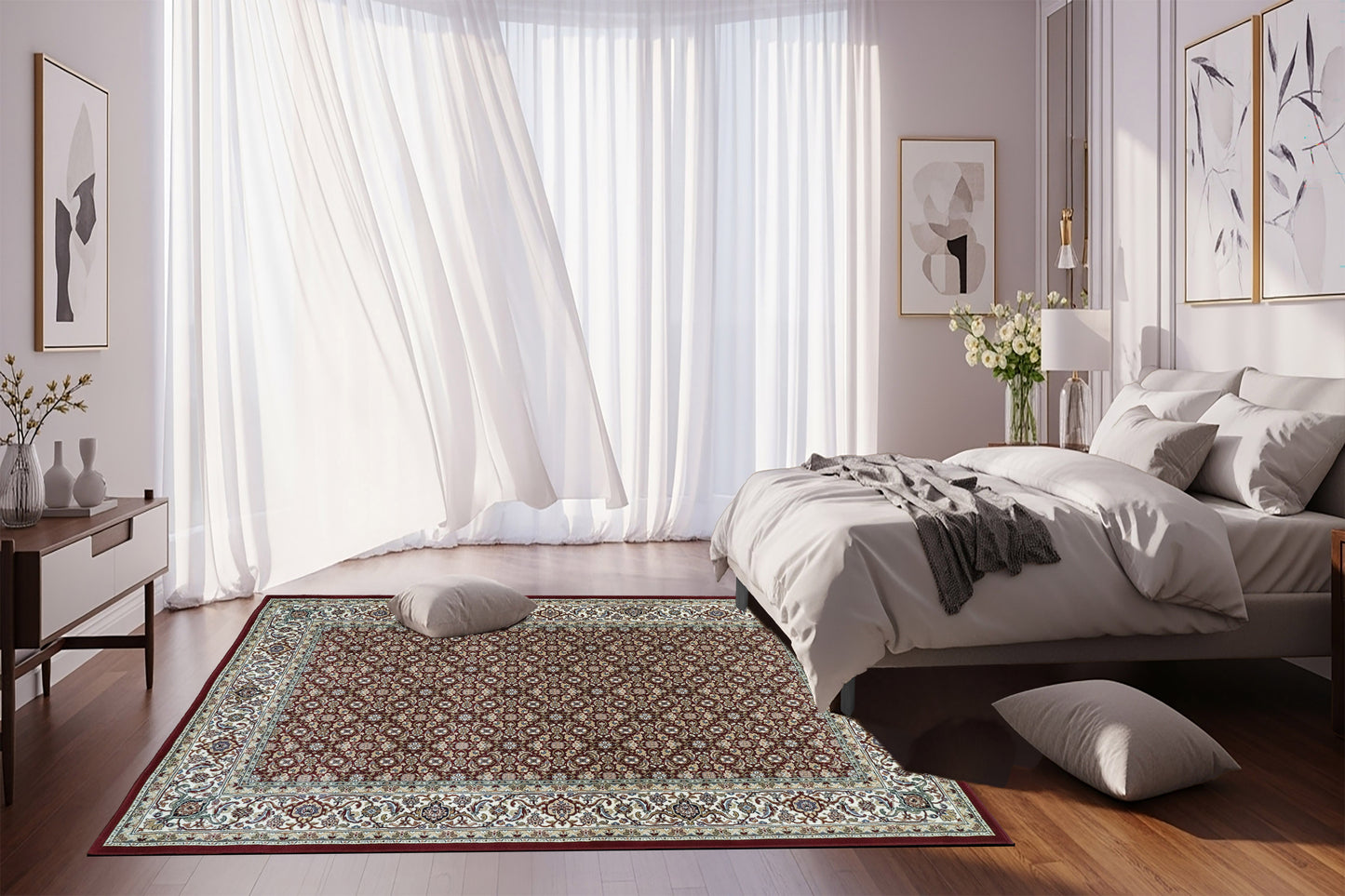 Ancient Garden 57011-1414 Red/Ivory Area Rug