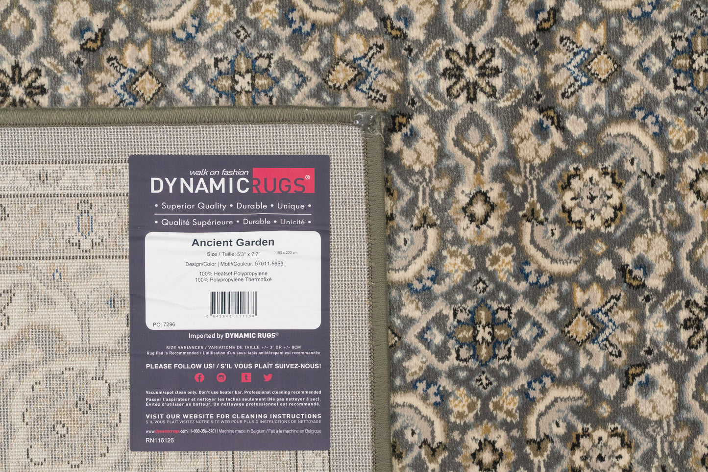 Ancient Garden 57011-5666 Grey/Cream Area Rug