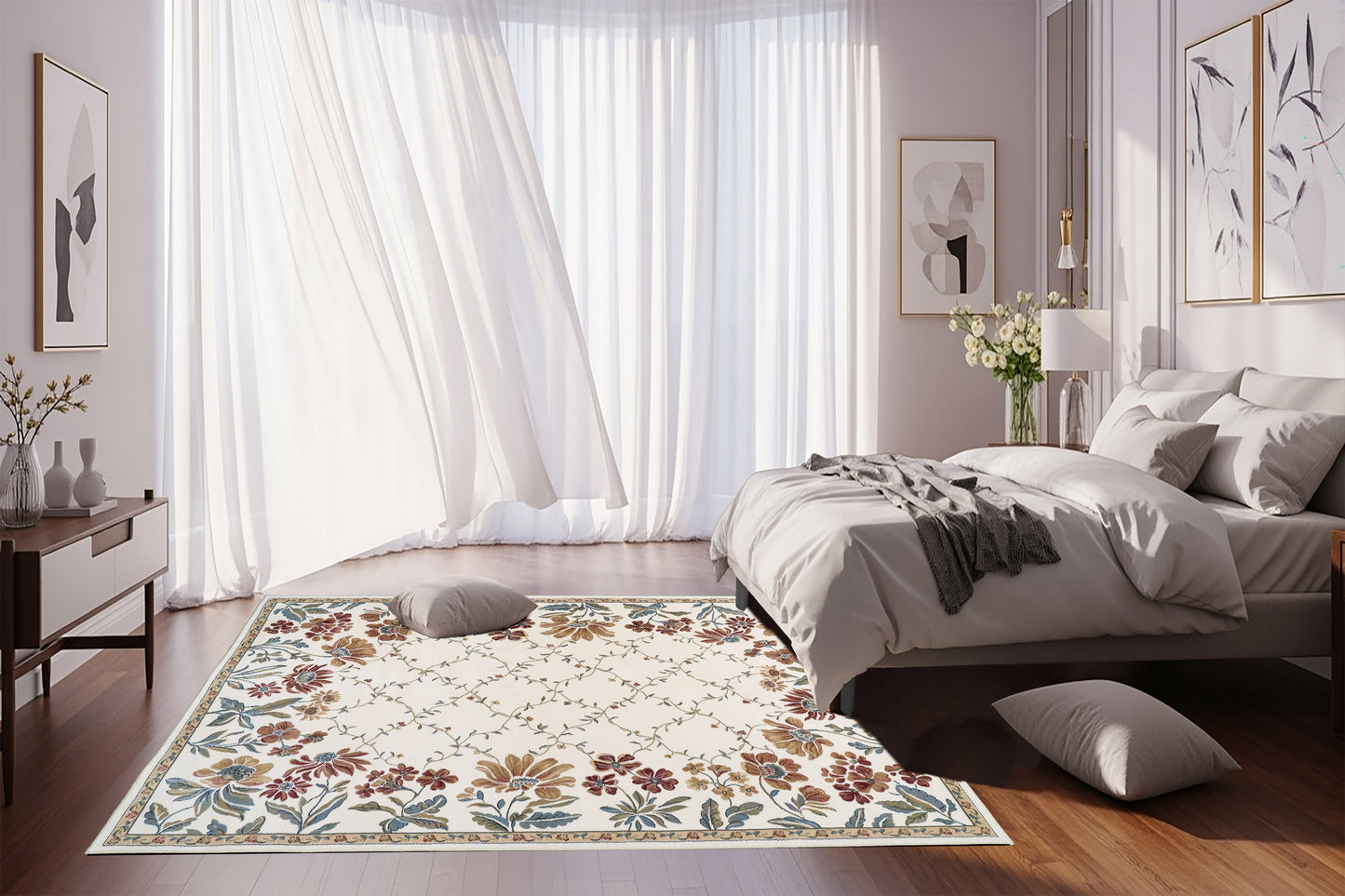 Ancient Garden 57084-6464 Ivory Area Rug