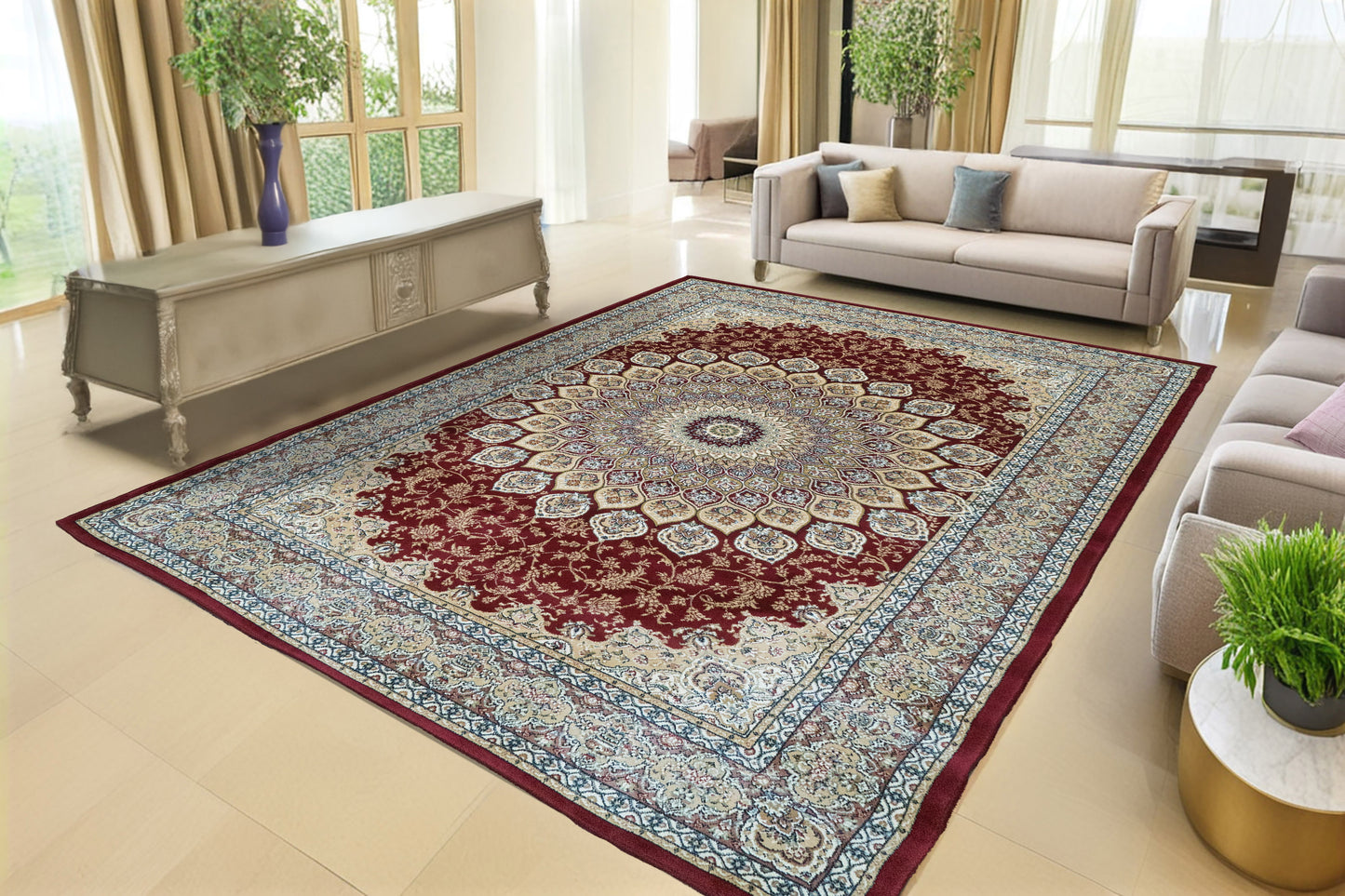 Ancient Garden 57090-1484 Red Area Rug