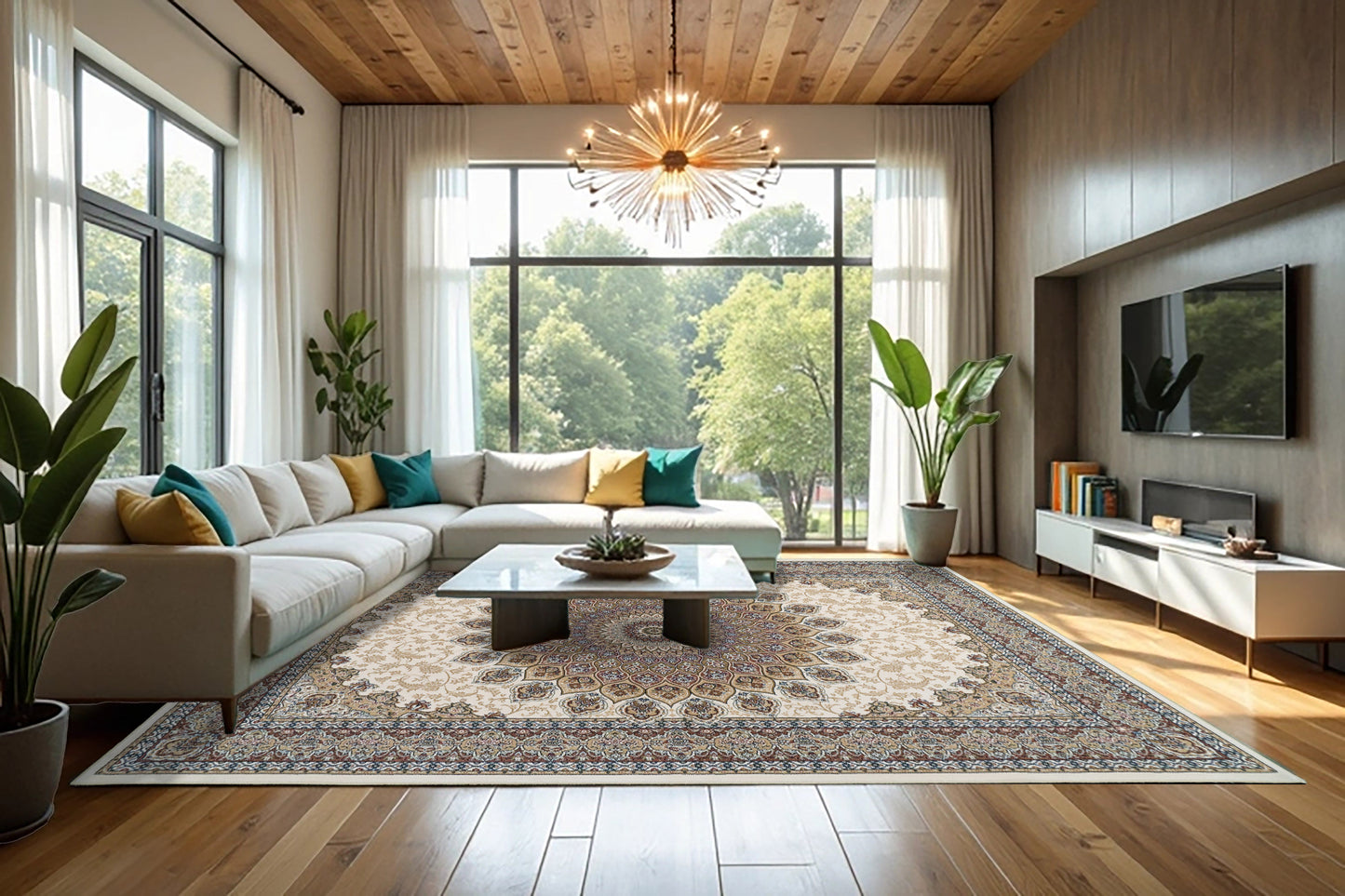 Ancient Garden 57090-6484 Ivory Area Rug