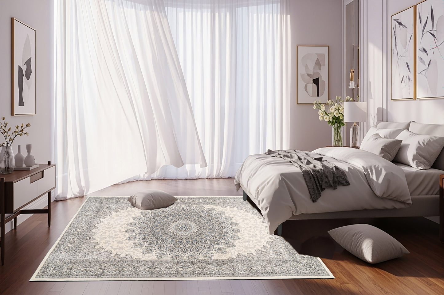 Ancient Garden 57090-6666 Cream/Grey Area Rug