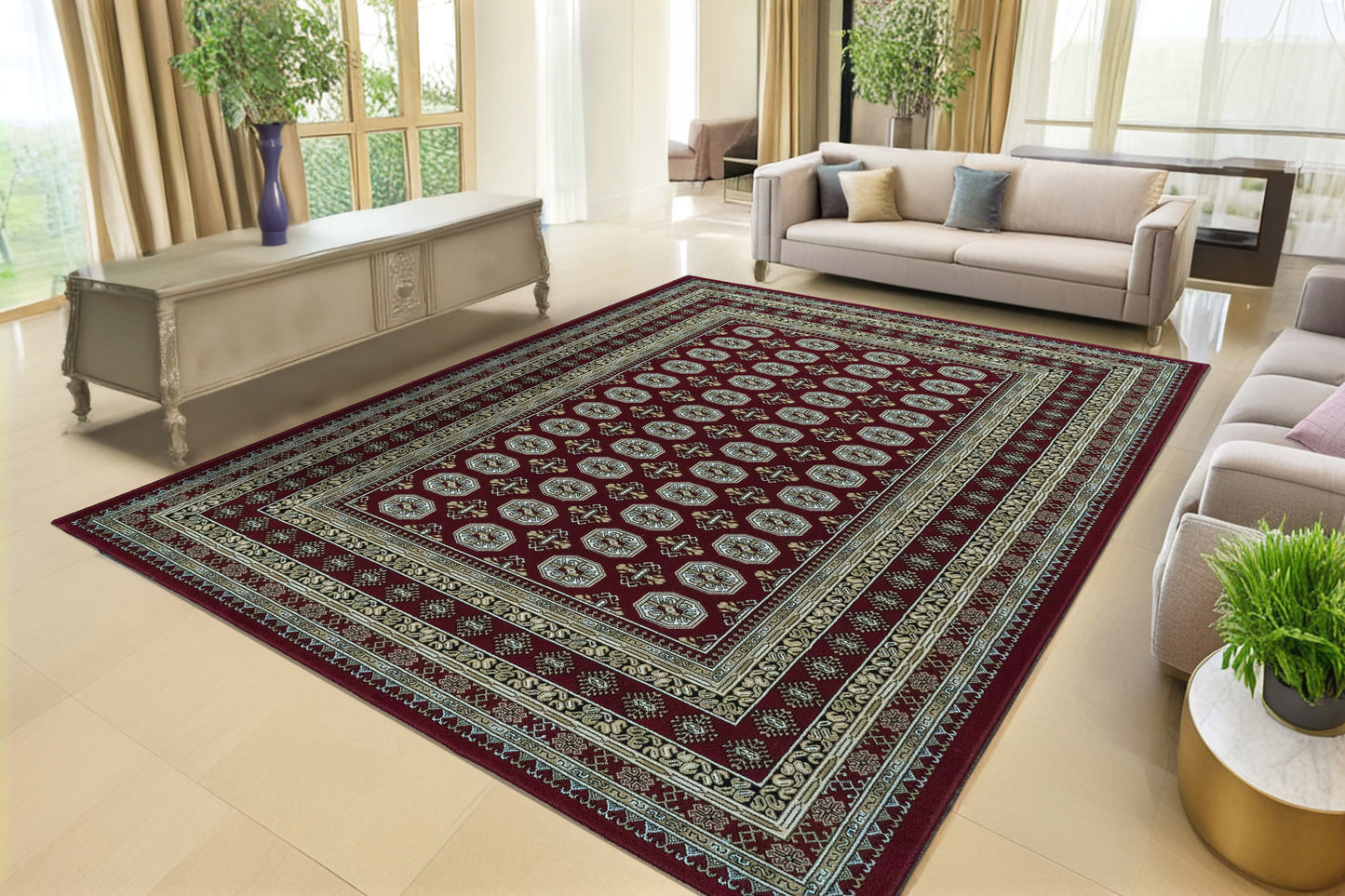 Ancient Garden 57102-1293 Red/Beige Area Rug