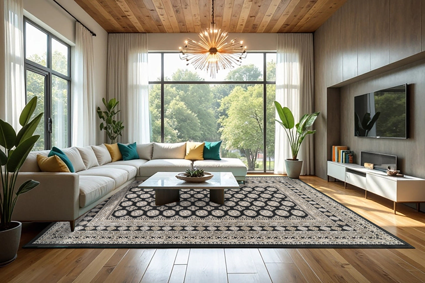 Ancient Garden 57102-3636 Charcoal/Silver Area Rug