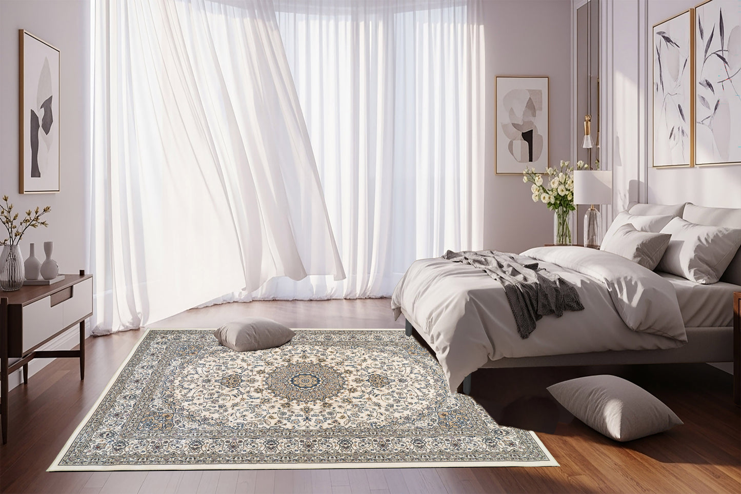 Ancient Garden 57119-6464 Ivory Area Rug