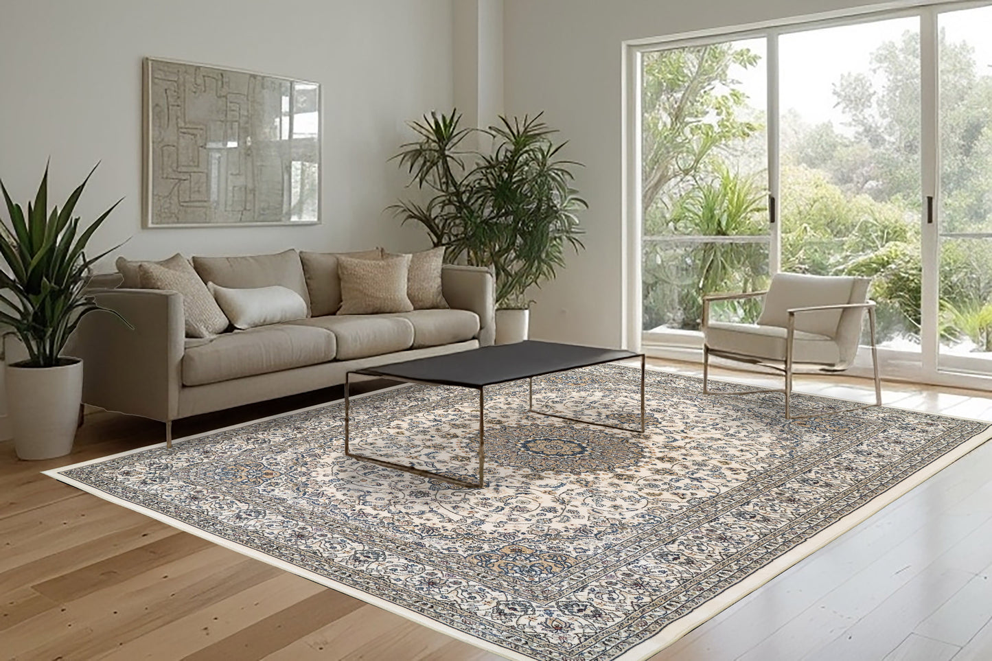 Ancient Garden 57119-6464 Ivory Area Rug
