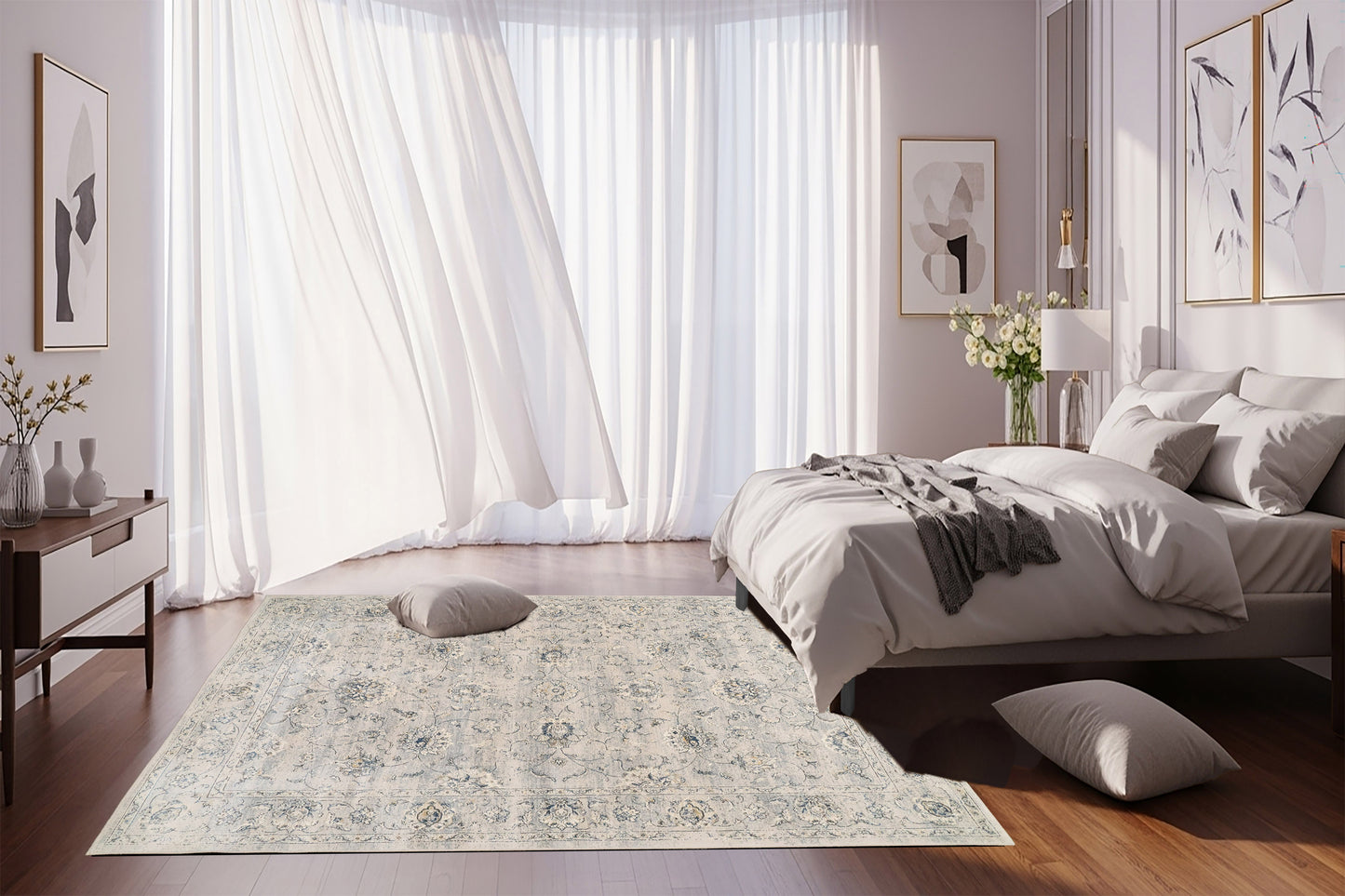 Ancient Garden 57126-9696 Silver/Grey Area Rug