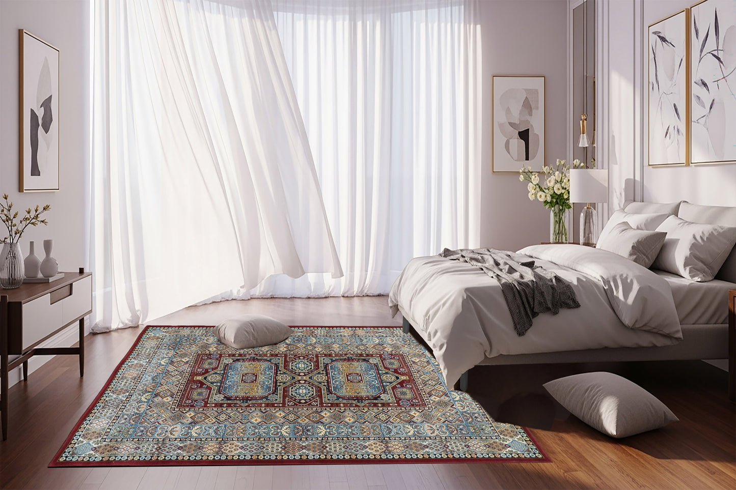 Ancient Garden 57147-1454 Red Area Rug