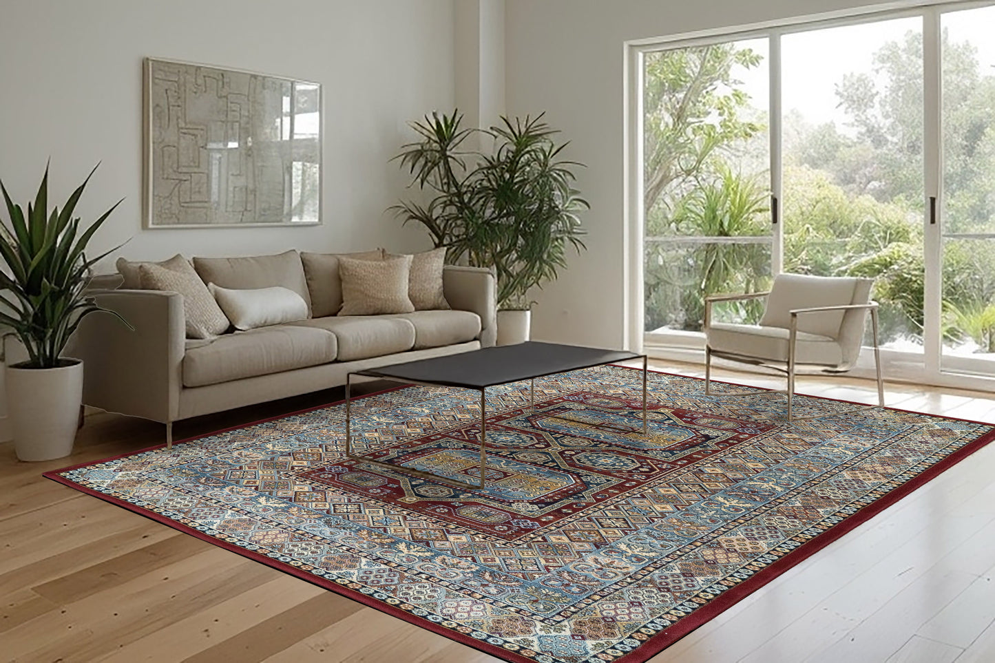 Ancient Garden 57147-1454 Red Area Rug