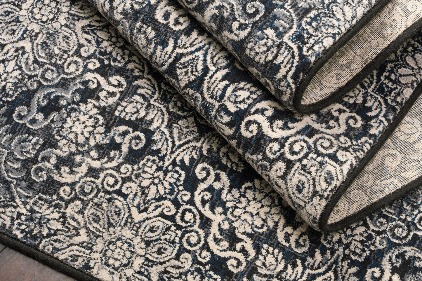 Ancient Garden 57162-3696 Steel Blue Area Rug