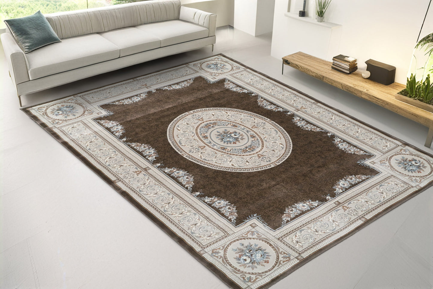Ancient Garden 57226-3295 Brown/Cream Area Rug