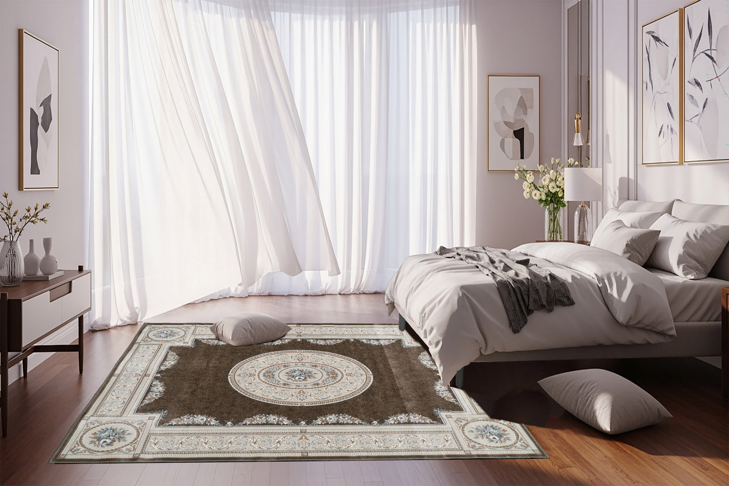 Ancient Garden 57226-3295 Brown/Cream Area Rug