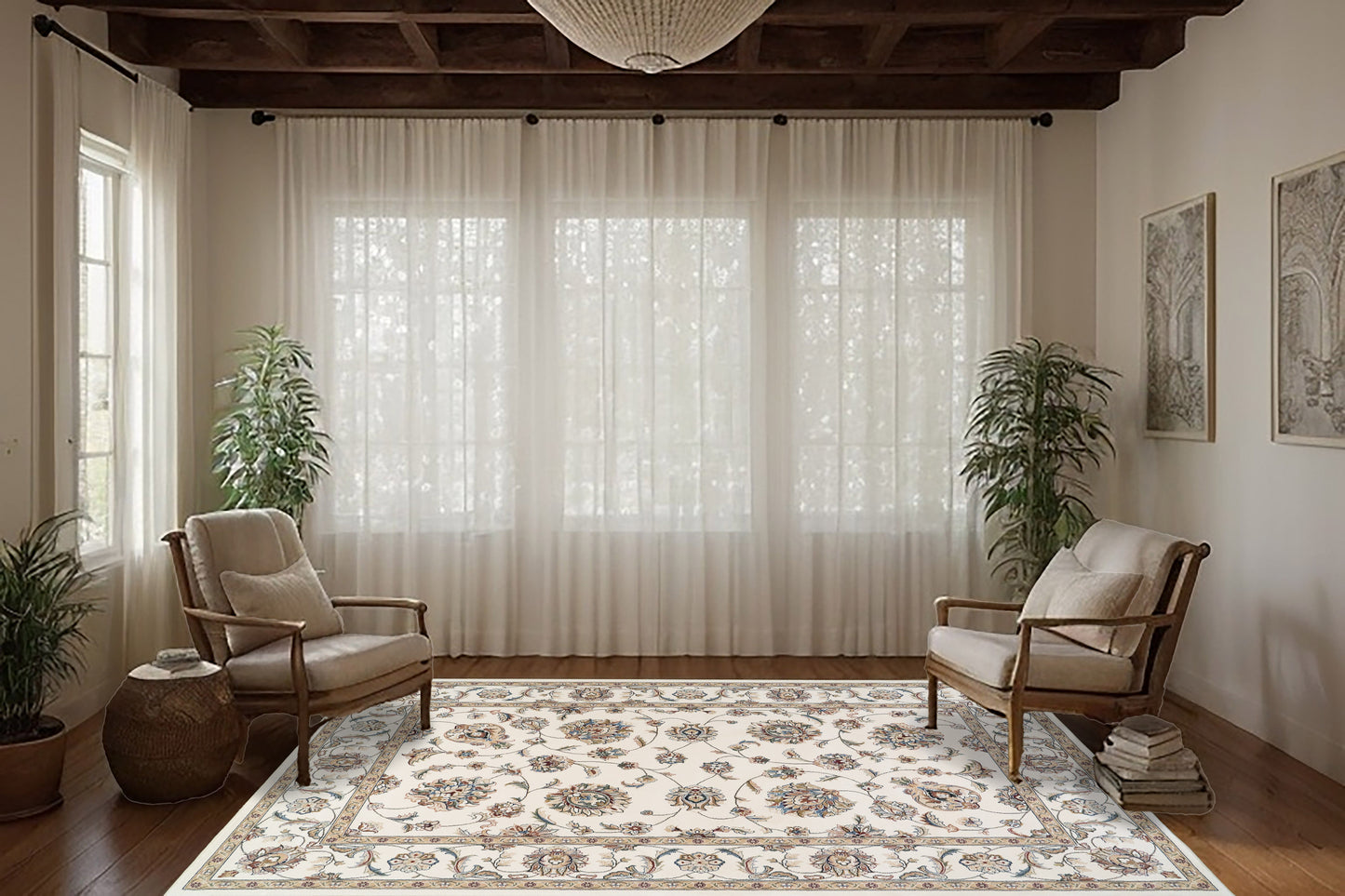Ancient Garden 57365-6464 Ivory Area Rug