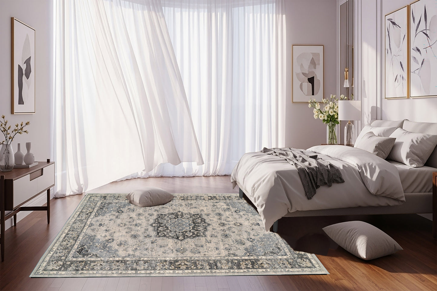 Ancient Garden 57559-9656 Silver/Grey Area Rug
