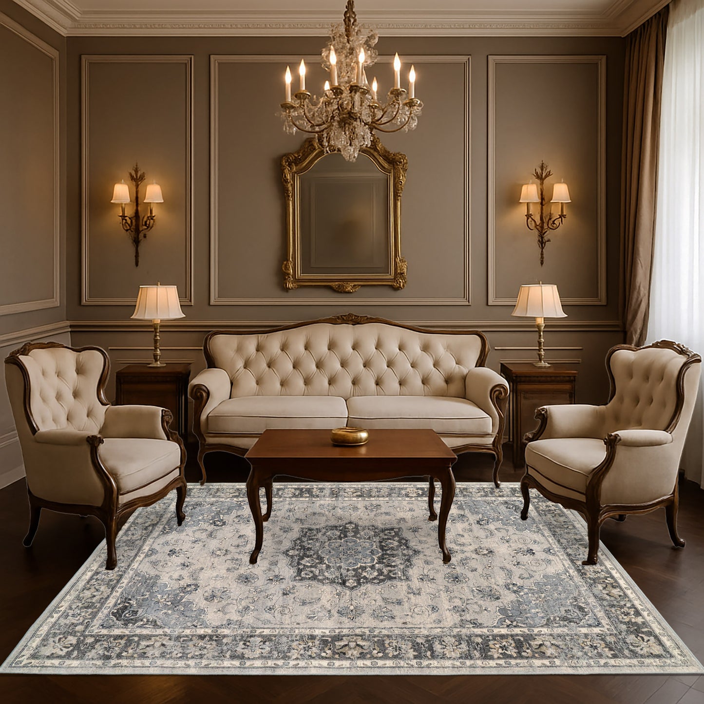 Ancient Garden 57559-9656 Silver/Grey Area Rug