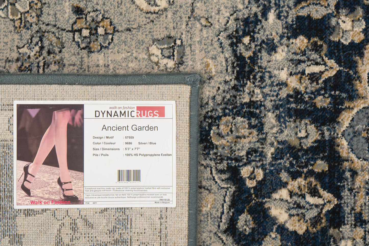 Ancient Garden 57559-9686 Silver/Blue Area Rug
