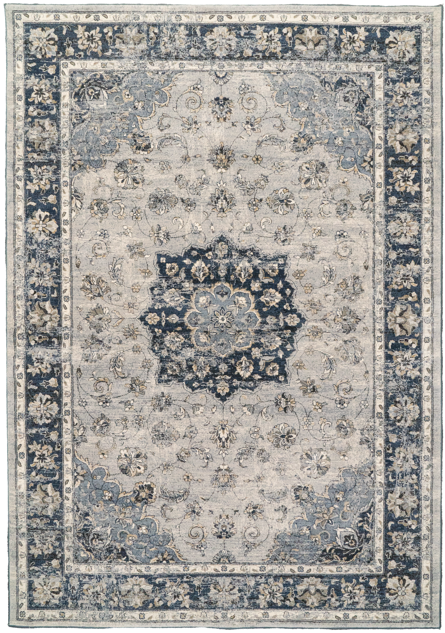 Ancient Garden 57559-9686 Silver/Blue Area Rug