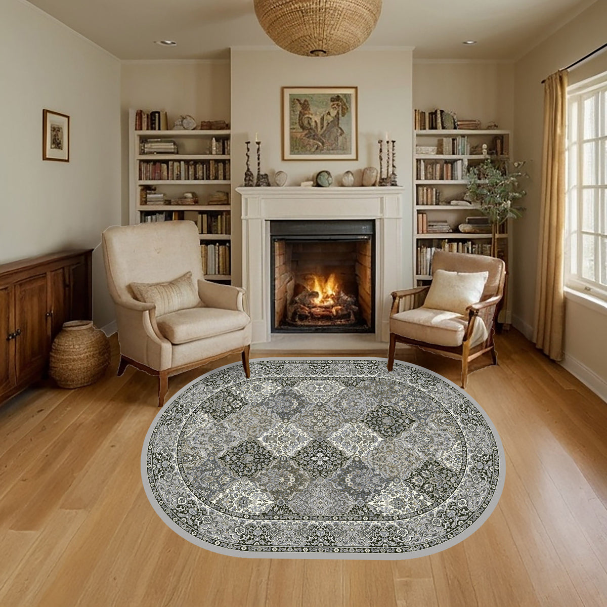 Ancient Garden 57008-9696 Cream/Grey Area Rug