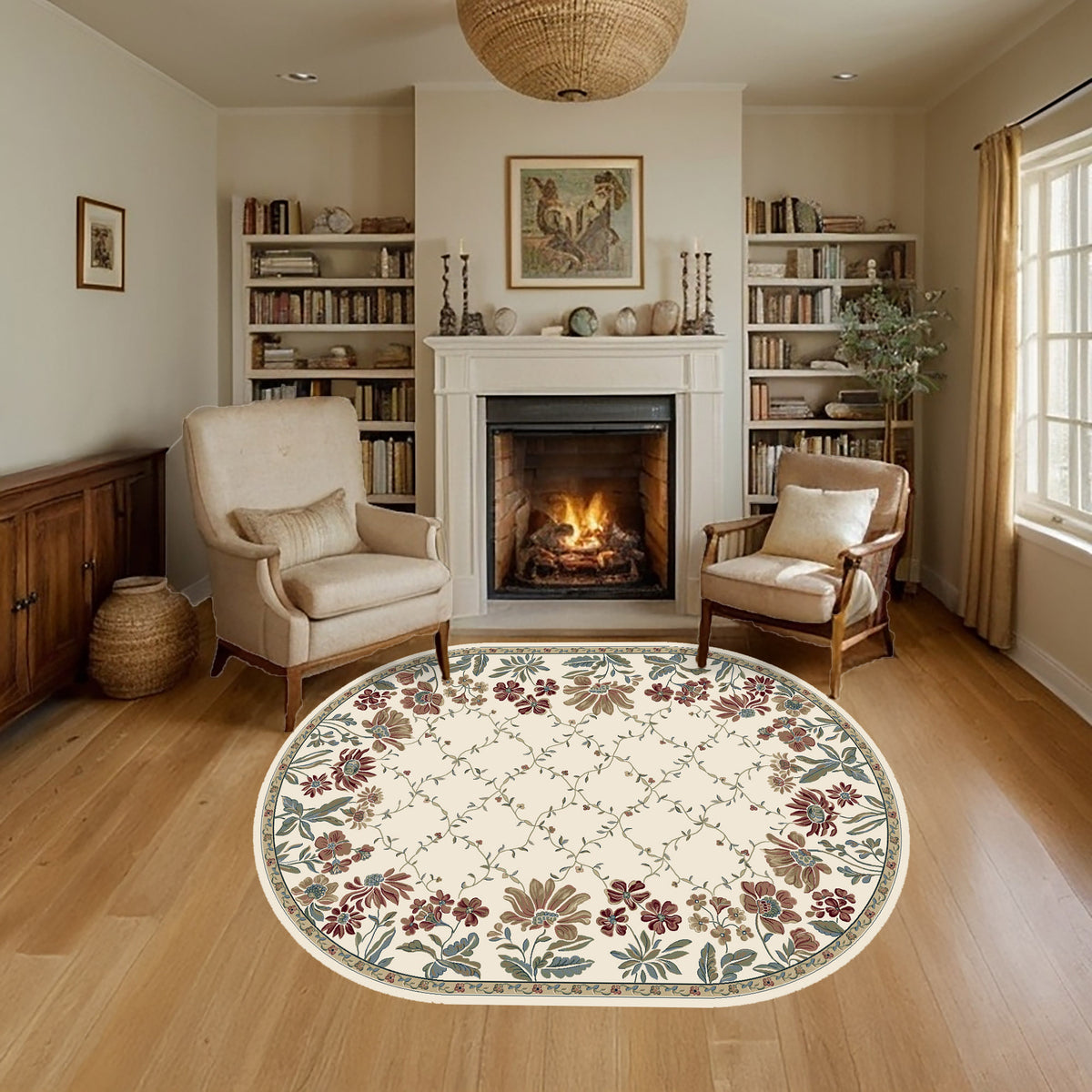 Ancient Garden 57084-6464 Ivory Area Rug
