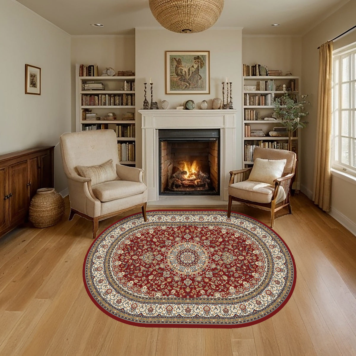 Ancient Garden 57119-1414 Red/Ivory Area Rug