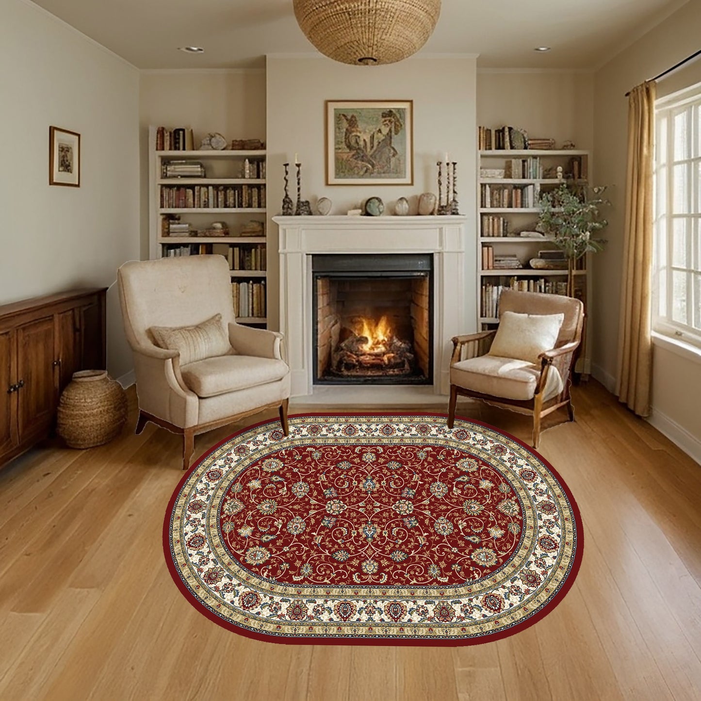 Ancient Garden 57120-1464 Red/Ivory Area Rug