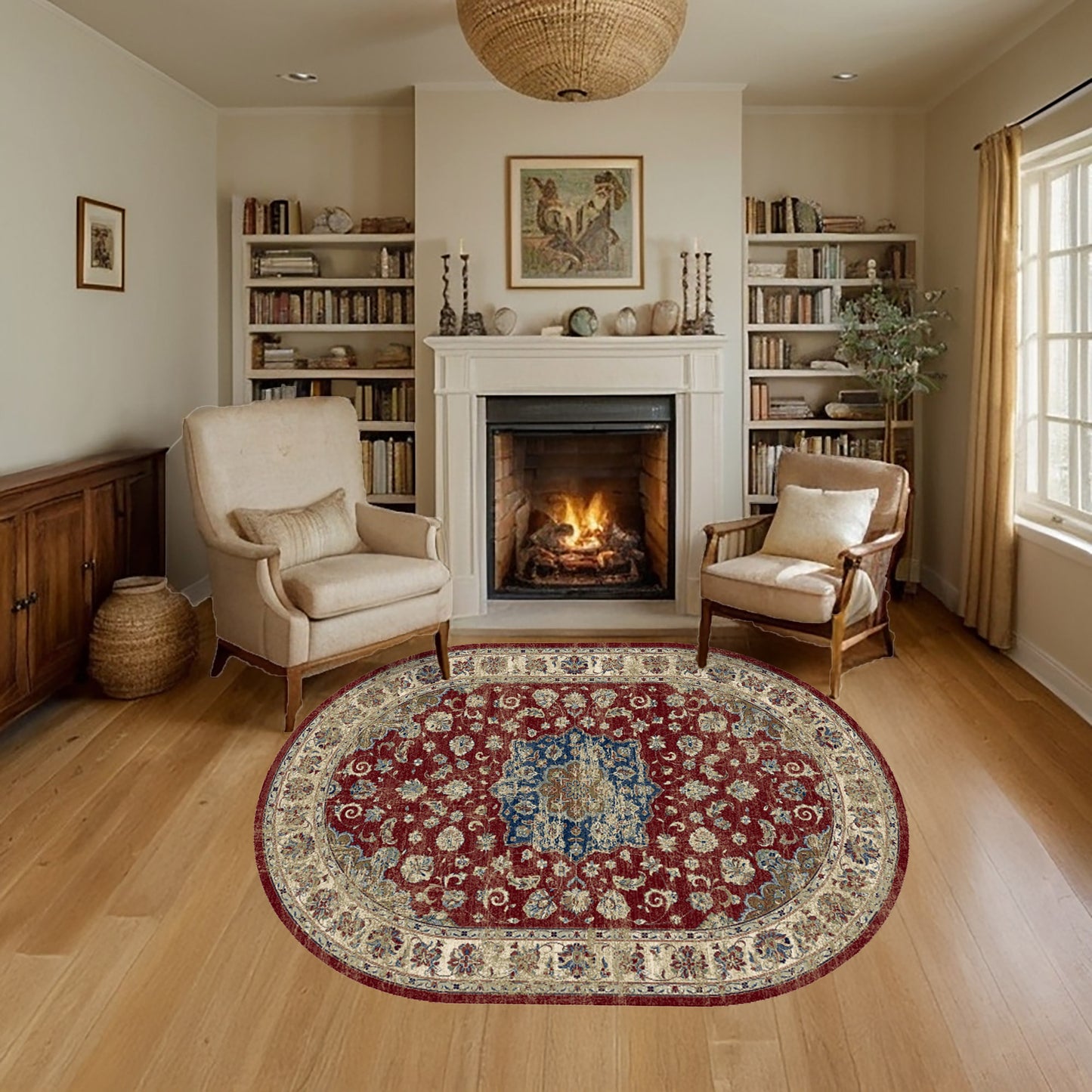 Ancient Garden 57559-1464 Red/Ivory Area Rug