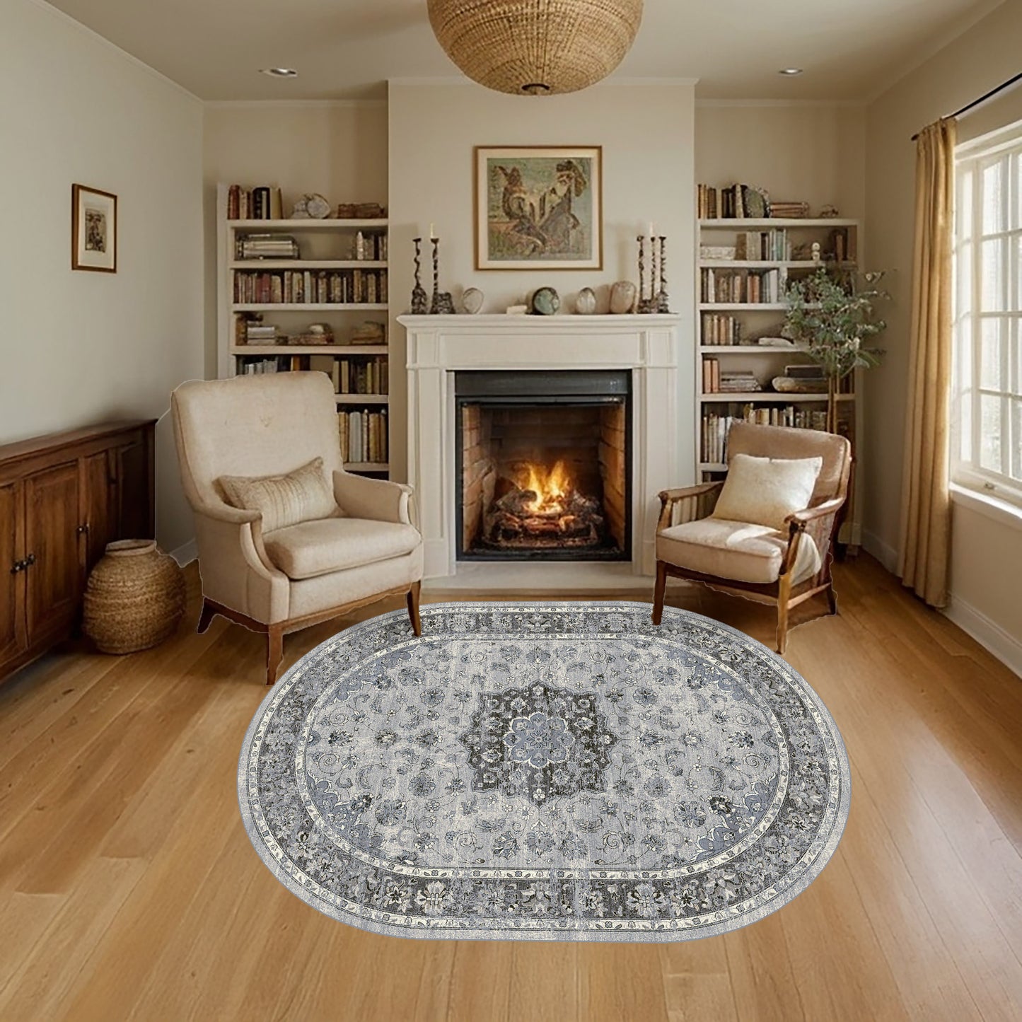 Ancient Garden 57559-9656 Silver/Grey Area Rug