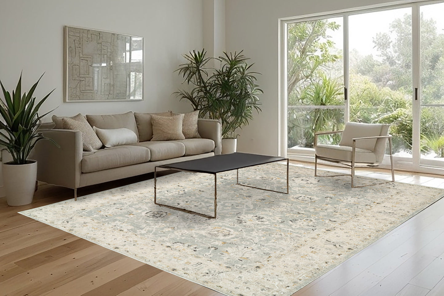 Annalise 7604-580 Blue/Beige Area Rug