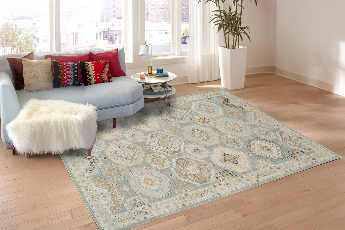 Annalise 7607-581 Blue/Beige/Cream Area Rug