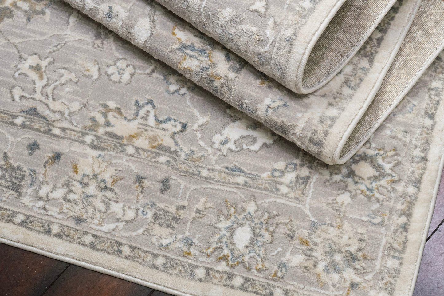 Azure 12580-195 Cream/Grey/Blue Area Rug