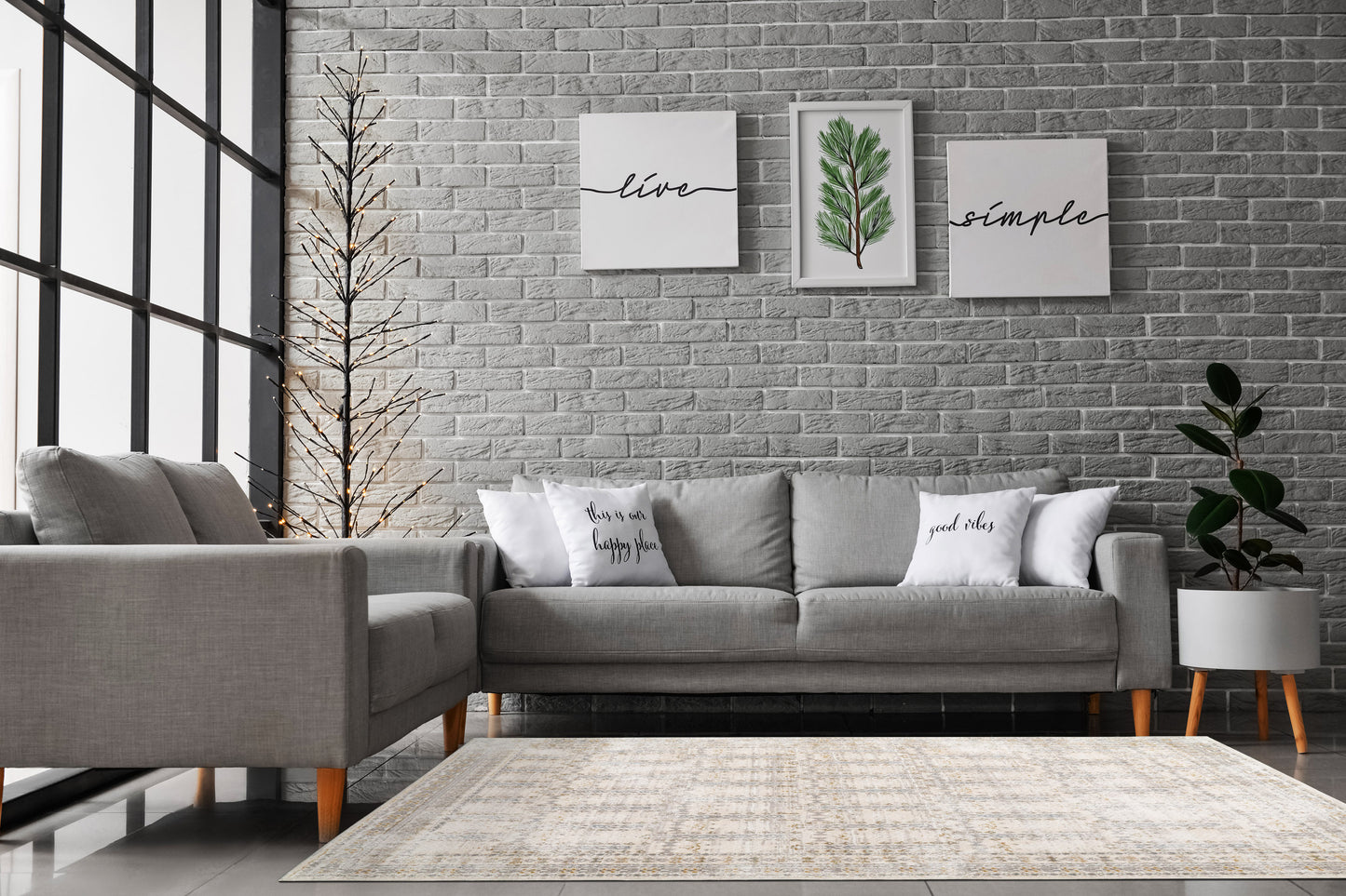 Azure 12583-189 Ivory/Beige/Grey Area Rug