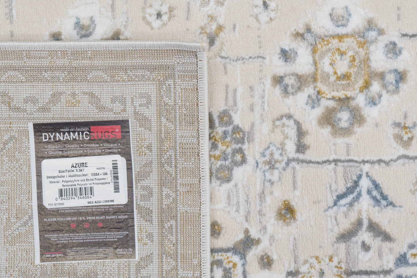 Azure 12584-195 Ivory/Grey/Blue Area Rug