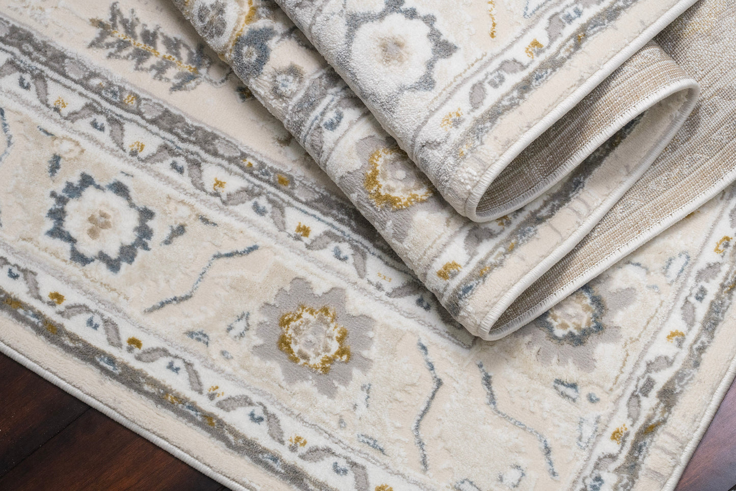 Azure 12584-195 Ivory/Grey/Blue Area Rug