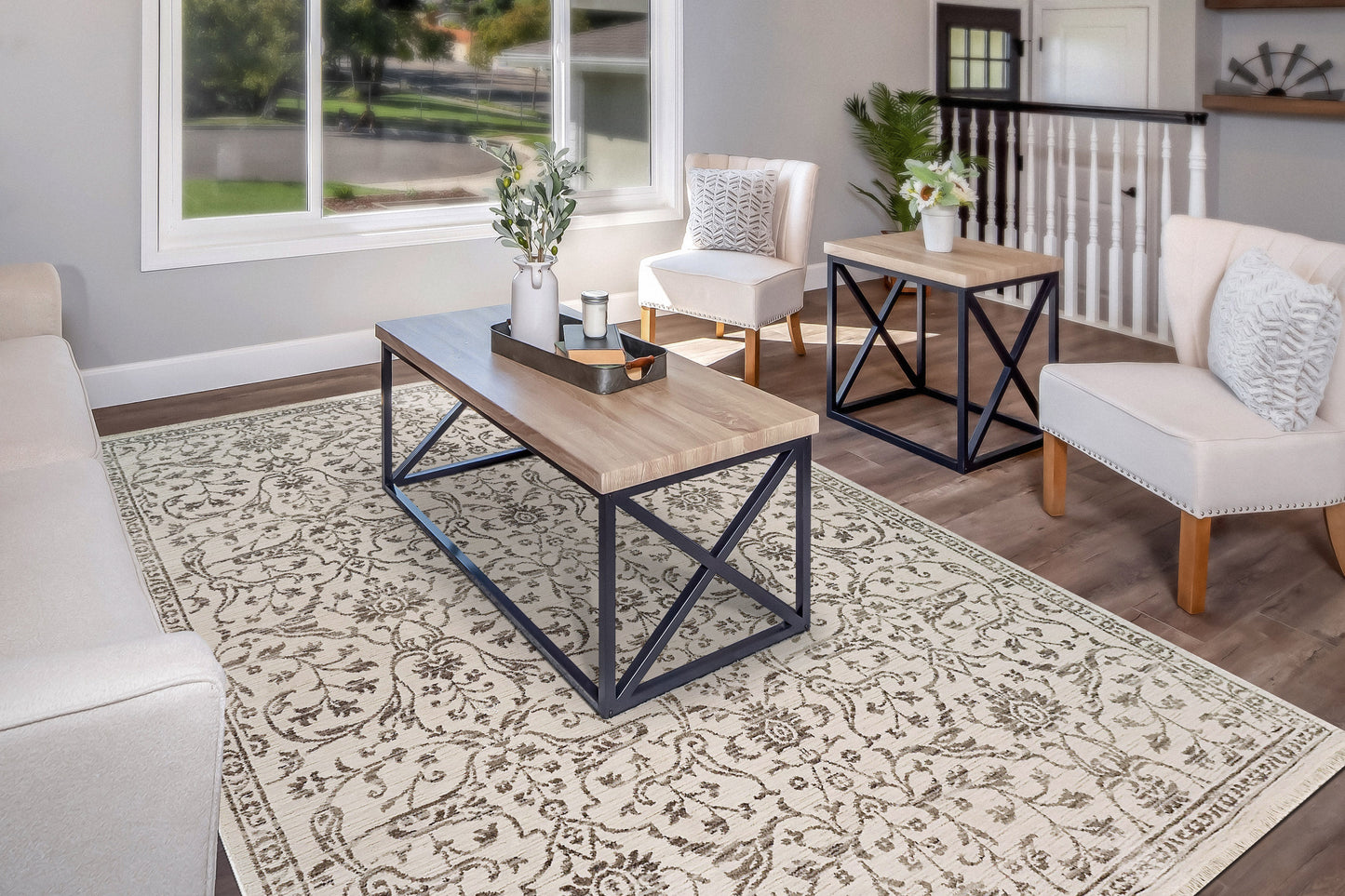 Bailey 3880-190 Ivory/Grey Area Rug