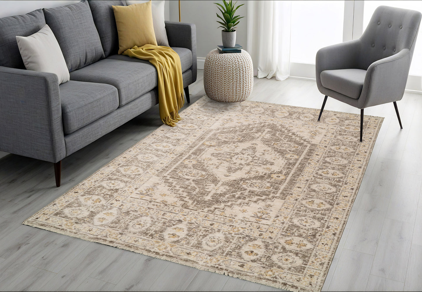 Calypso 13501-190 Ivory / Grey Area Rug