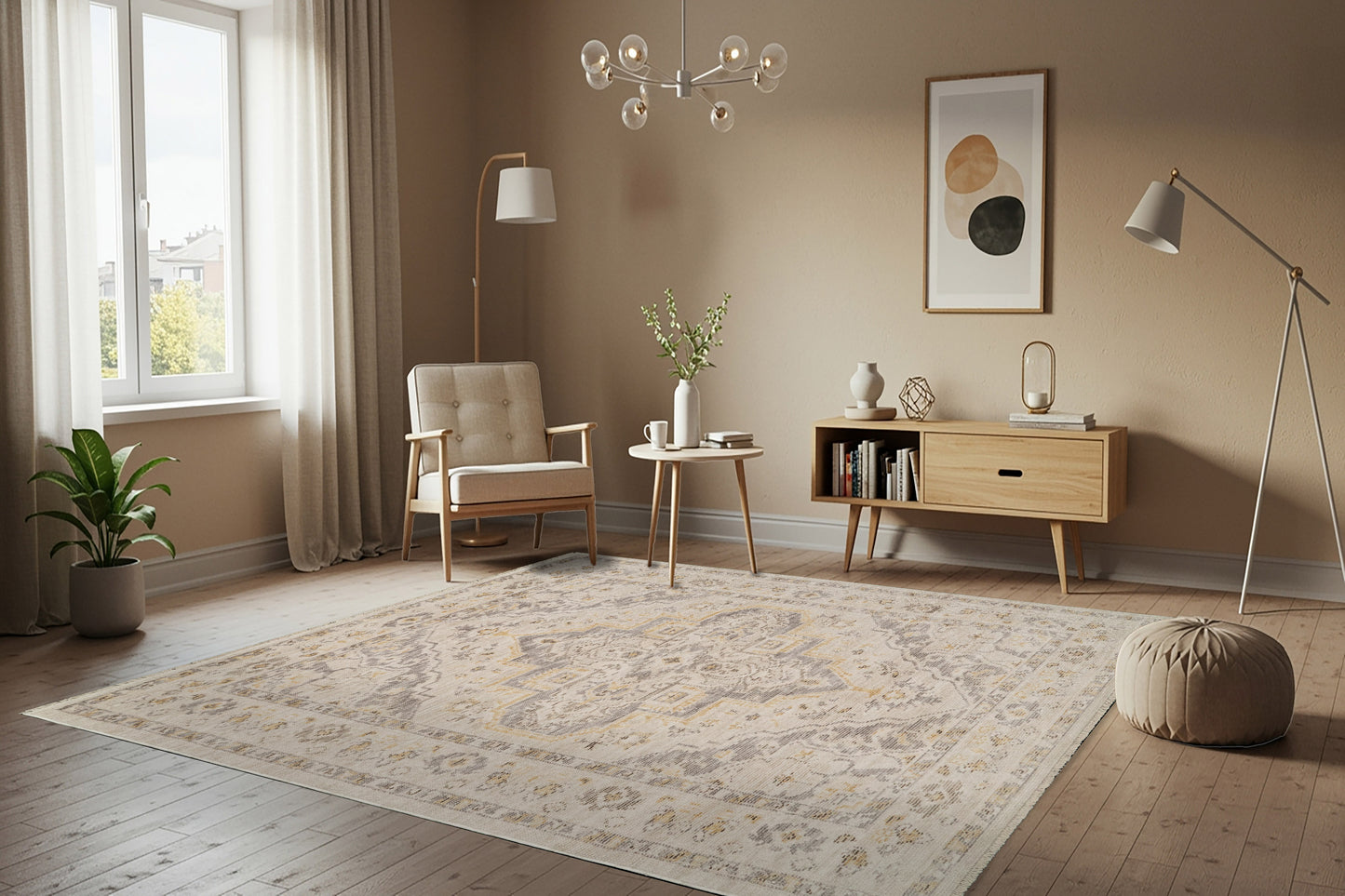 Calypso 13504-190 Ivory / Grey Area Rug