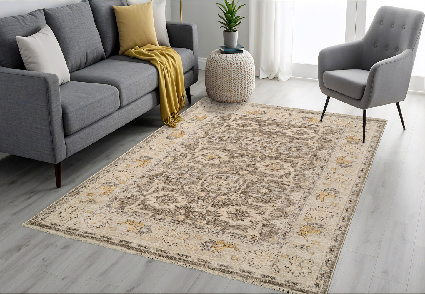 Calypso 13507-190 Ivory / Grey Area Rug