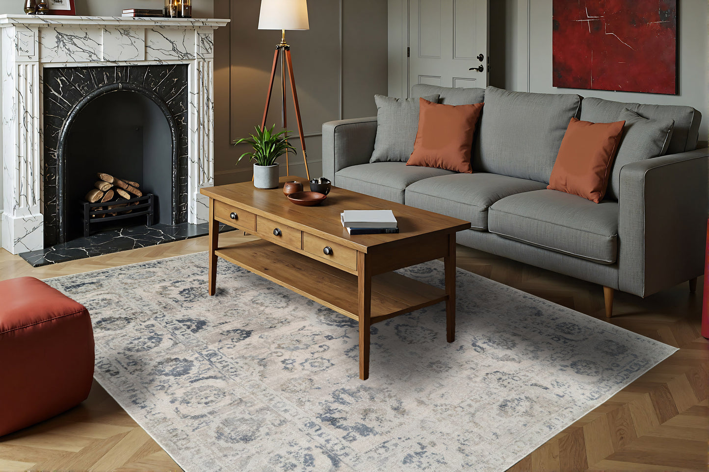 Castilla 3530-950 Grey/Blue Area Rug