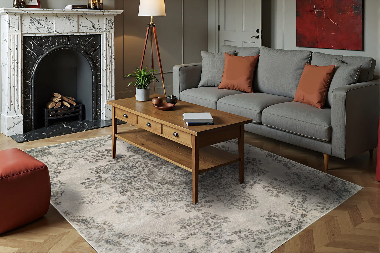 Castilla 3558-195 Light Grey Area Rug