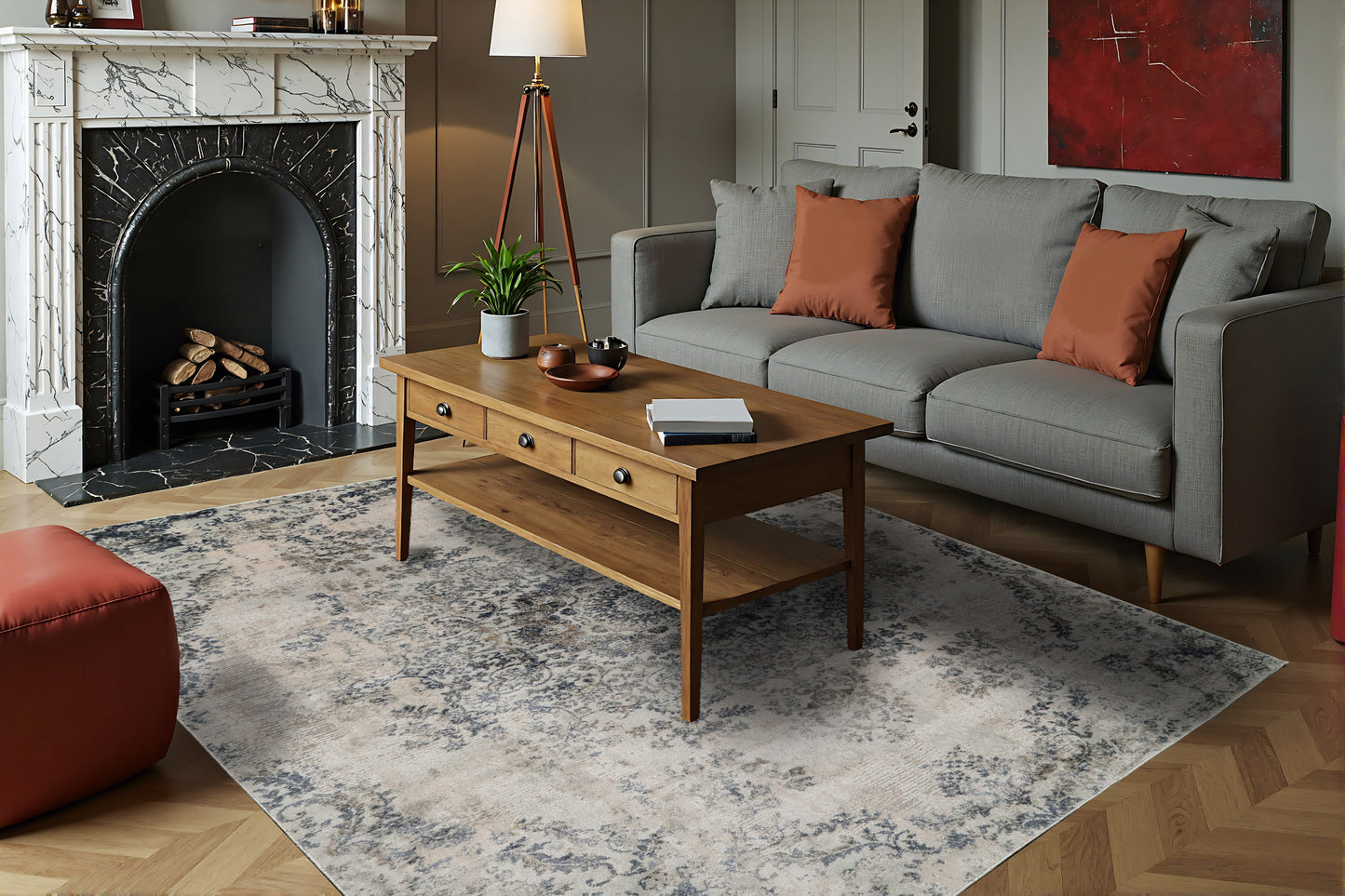 Castilla 3558-950 Grey/Blue Area Rug