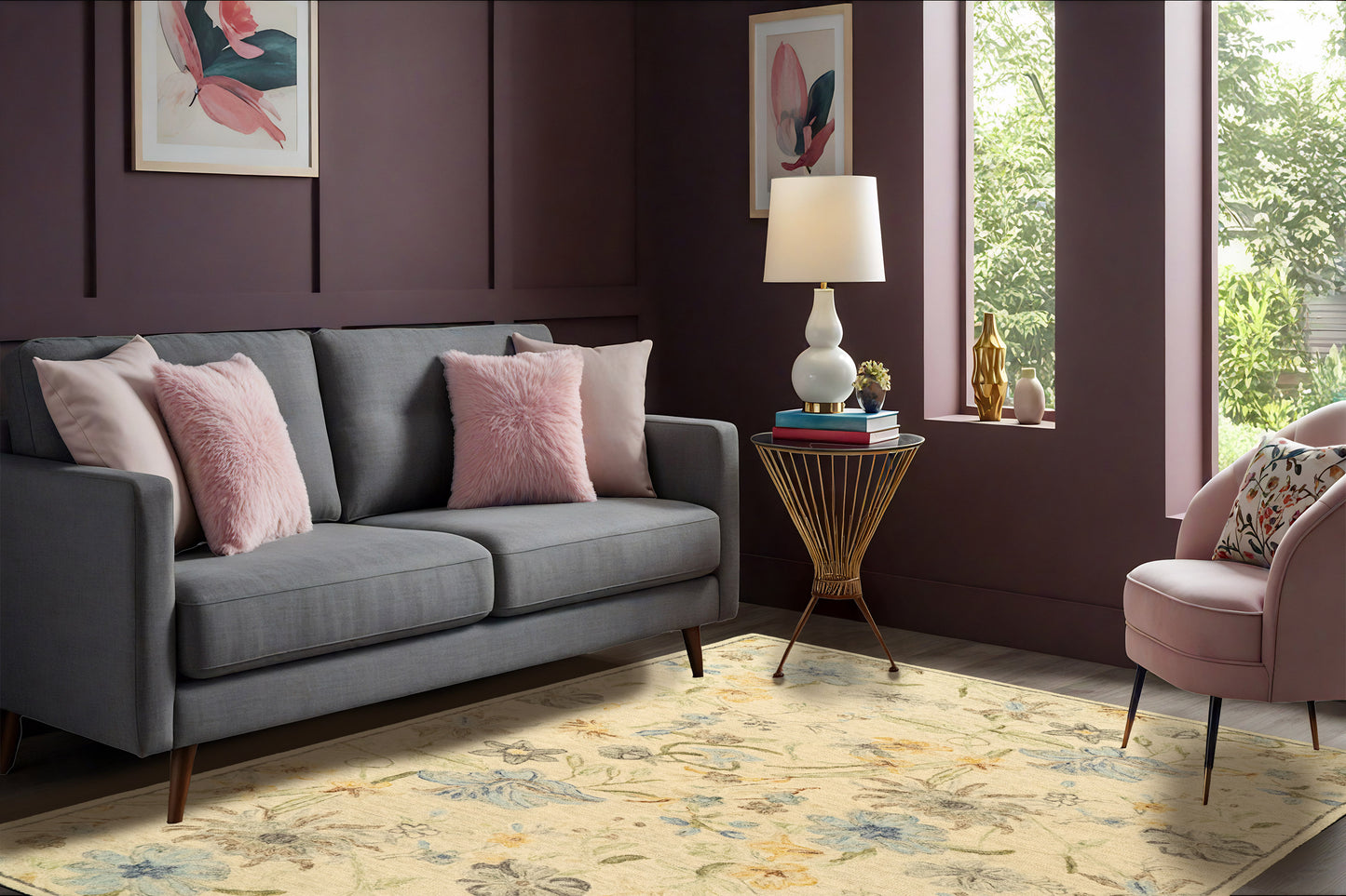 Daisy 9089-199 Ivory/Multi Area Rug