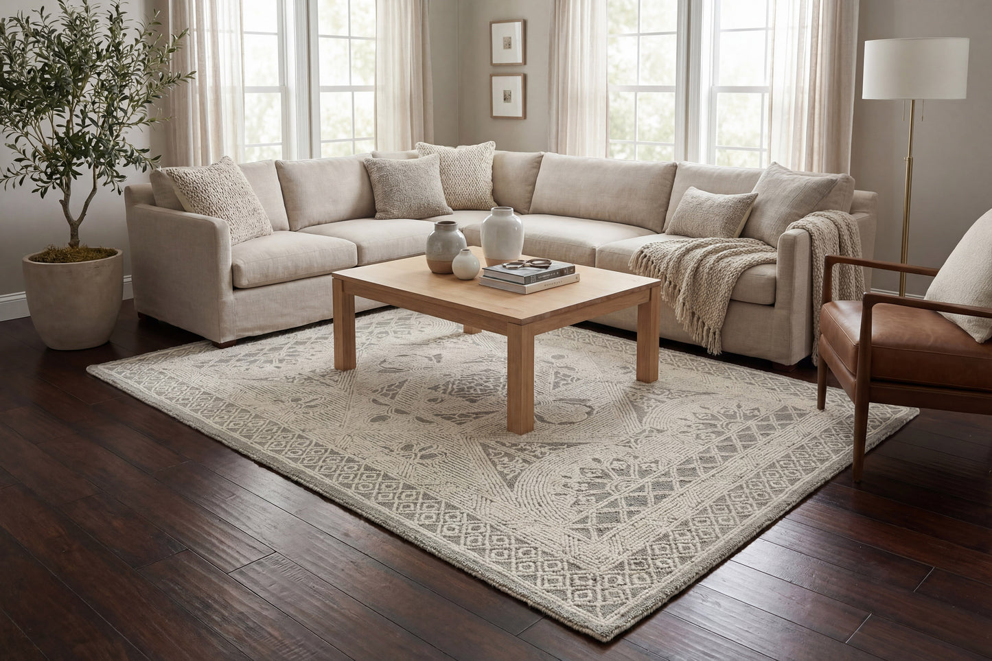 Darcy 1128-135 Ivory/Teal Area Rug